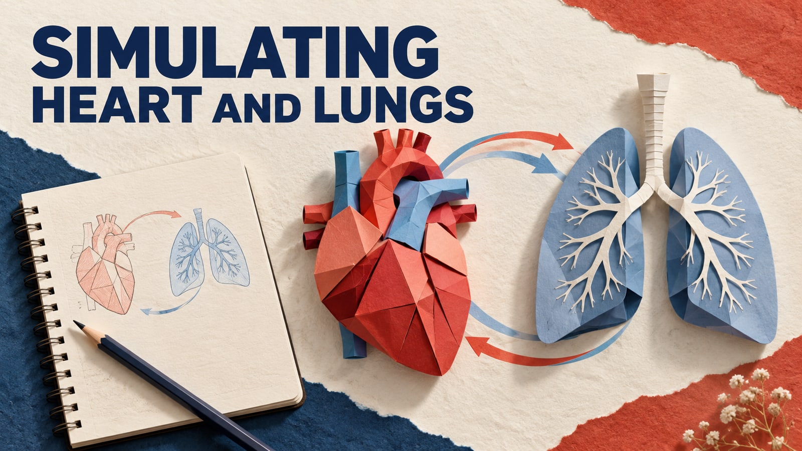 Conceptual editorial paper collage: simulating heart and lungs.